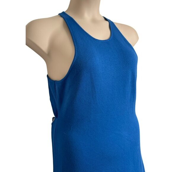 House Of Harlow Knit Open Low Racer Back Teal Blue Size Large Midi Dress NWOT - Picture 2 of 10